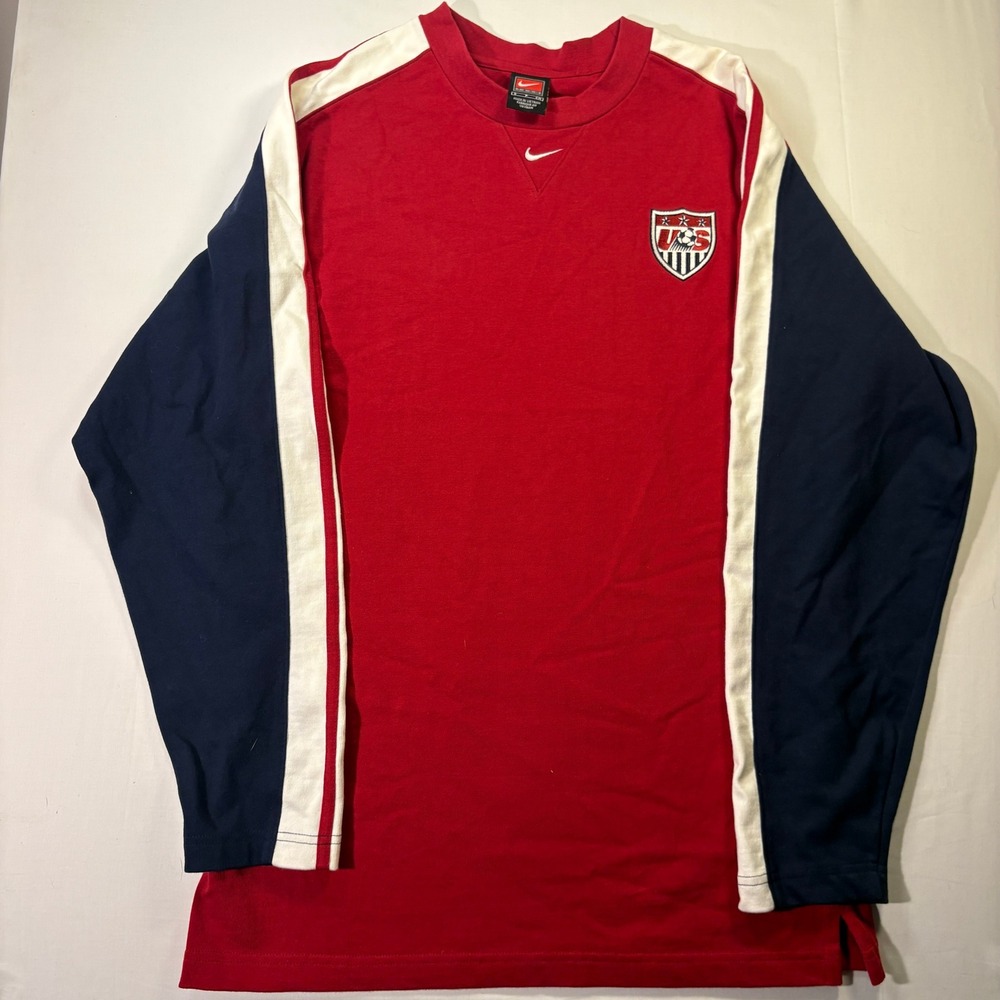 Nike Team US Soccer Long Sleeve Shirt Y2K Vintage Mens Small USMNT Training